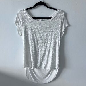 Socialite Sequin T-shirt in White, Size Large